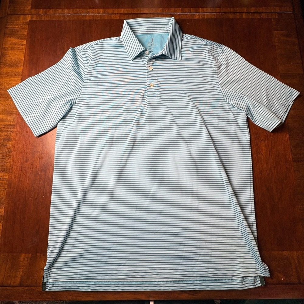 Bobby Jones Performance Striped Golf Polo Shirt Blue White XL